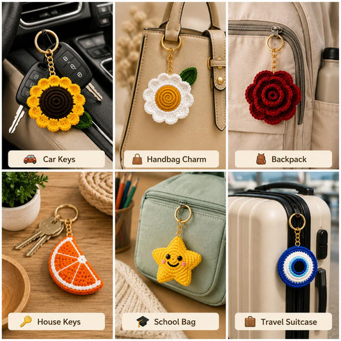 Handmade Crochet Keychain Set of 6