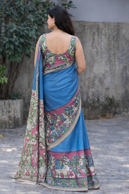 Vasthrlay Kalamkari Printed Cotton Linen Traditional