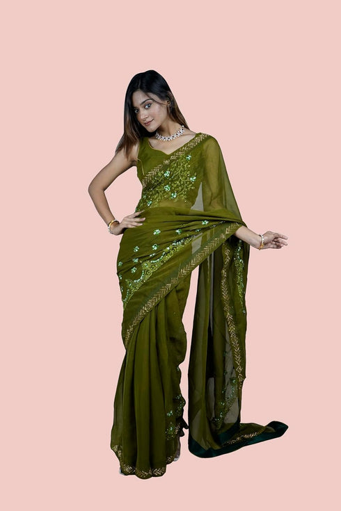 Vasthrlay Embroidered Shimmer Ethnic Wear