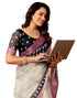 Vasthrlay Womens Printed Unstitched Dark Green Saree