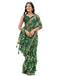 Vasthrlay Chiffon Tassels Dark Green Saree With Unstitched Blouse Piece