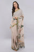 Vasthrlay Womens Off White 5 Botanical Printed Linen Saree With Self Woven Border And Unstitched Blouse Piece