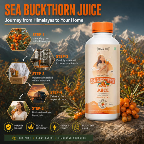 Himaleh Sea Buckthorn Juice 300ml Cold Pressed Makes 50 Glasses