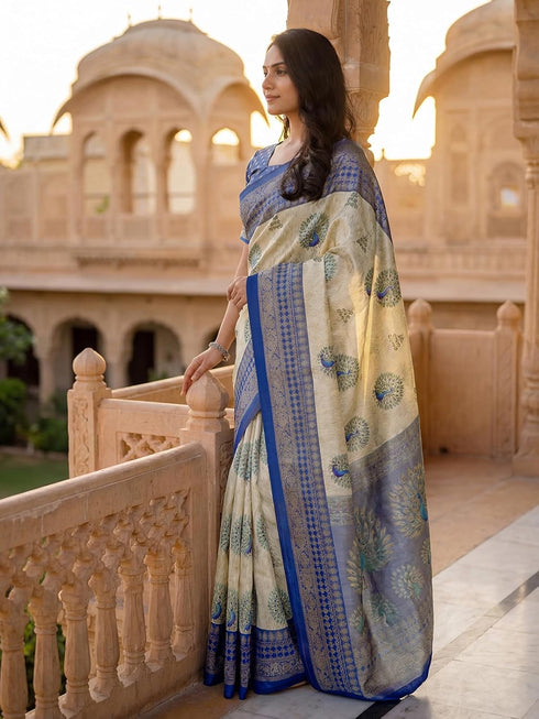 Vasthrlay Banglori Printed Dusty Saree