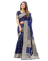 Vasthrlay Womens Weaving Navy Blue | Gold Saree With Unstitched Blouse Piece