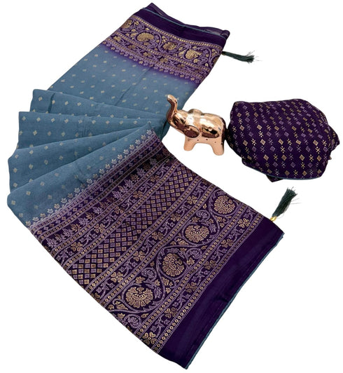 Vasthrlay Georgette Contrast Darkblue