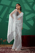 Vasthrlay Blue Plain Shimmer Saree With Sequin Border Andunstitched Blouse Piece