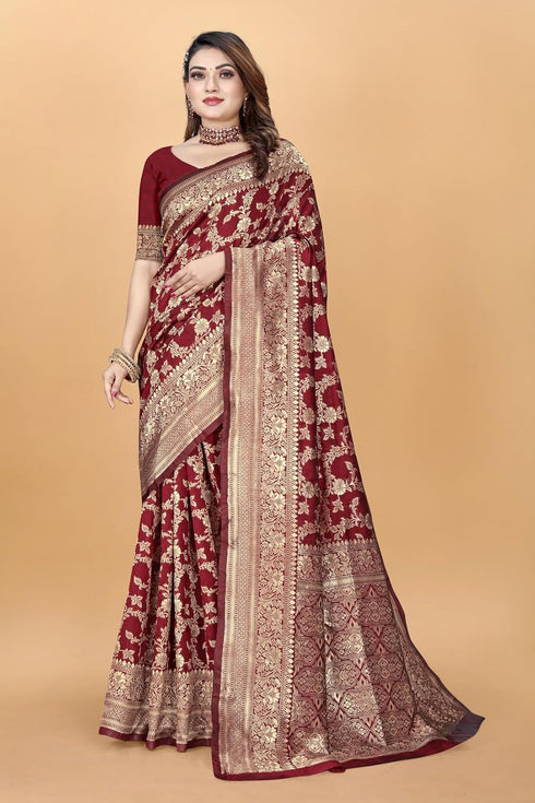 Vasthrlay Saree Kanjivaram Silk Pari Maroon