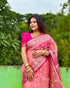 Vasthrlay Organza Golden Traditional Pinkpink