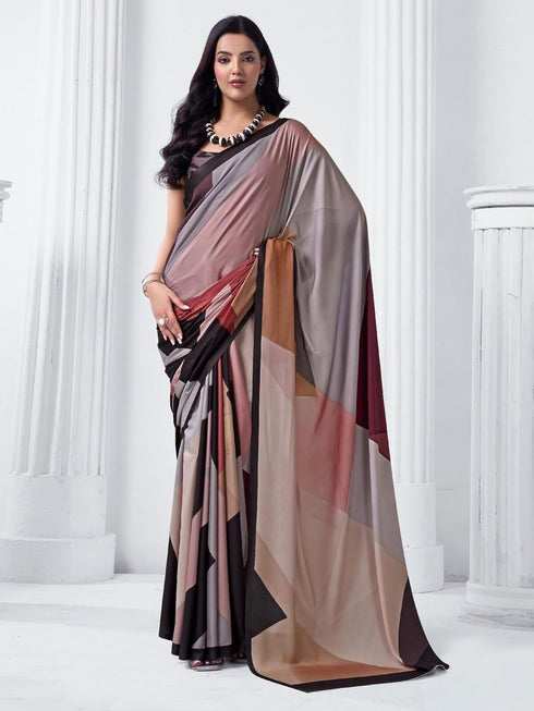 Vasthrlay Abstract Printed Beige Saree
