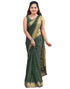 Vasthrlay Womens Banarasi Unstitched Olive Green Saree