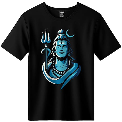 Roman Hills Black Round Neck Half-Sleeve Cotton T-Shirt for Man