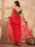 Vasthrlay Vasthrlaywomensredgeorgettebandhaniprintembroideredlaceworksareewithunstitchedblousepiece Sareeforwoman Designersareeforwomen Tr Ethnic Wear