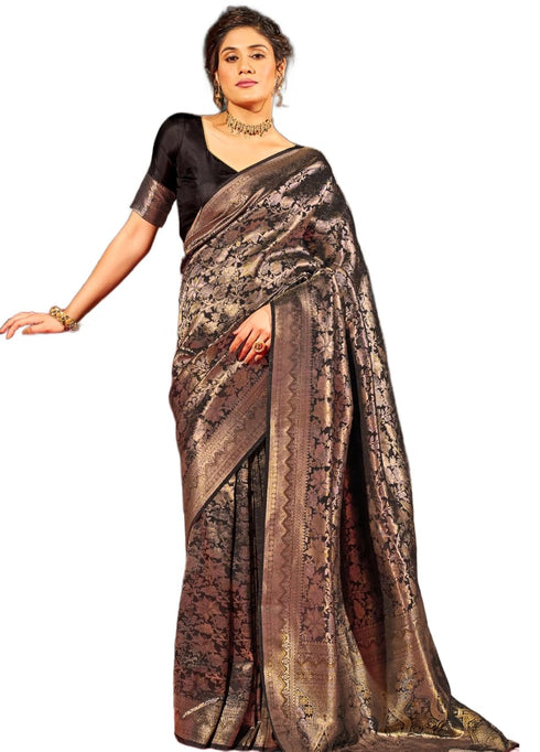 Vasthrlay Women's Kanjivaram Designer Unstitched Saree