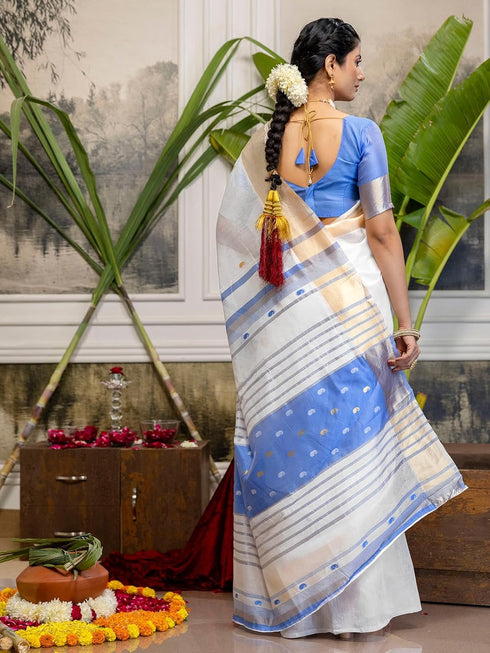 Vasthrlay Weaving White1 White Saree