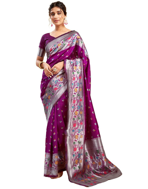 Vasthrlay Womens Paithani Unstitched Pink Saree