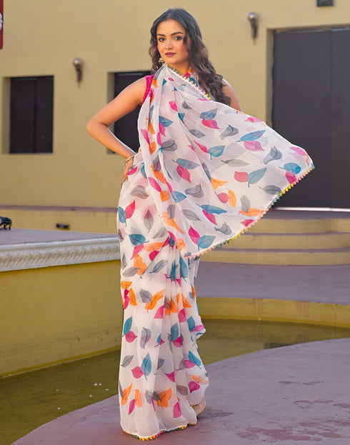 Vasthrlay Chiffon Blouse Maroon Saree