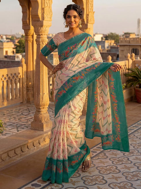 Vasthrlay Printed Coral Saree