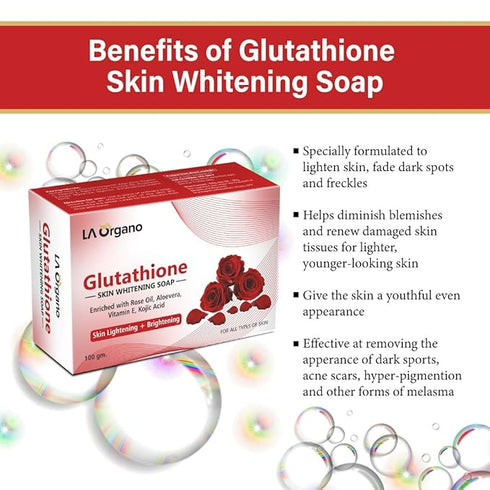 LA Organo Glutathione Rose Skin Lightening And Brightening Soap