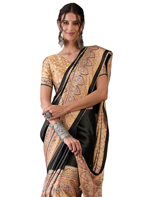 Vasthrlay Printed Tassels Cream Saree