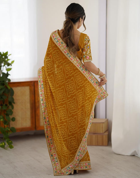 Vasthrlay Embroidery Scalloped Cherry Saree