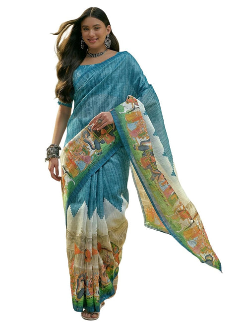 Vasthrlay Printed White1 White Saree