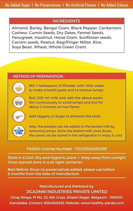 HEALTHY PANDA Organic Sprouted Multigrain Dry Fruit Malt