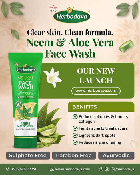 Herbodaya Anti Acne Face Wash with Neem & Aloe Vera