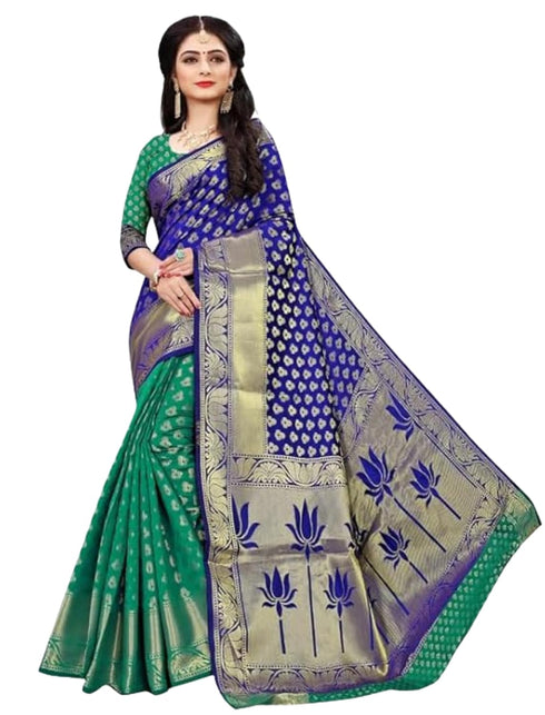 Vasthrlay Banarasi Blue Green Ethnic Wear