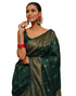 Vasthrlay Banarasi Kanjivaram Unstitched Teal Saree