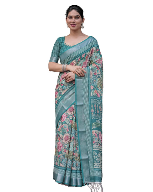 Vasthrlay Floral Prints Tasseled Saree