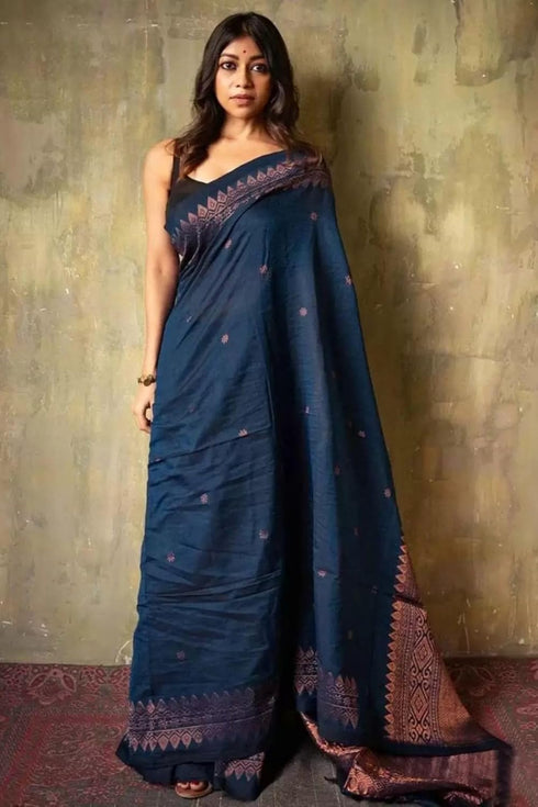 Vasthrlay Kanjivaram Cotton Lavender Ethnic Wear