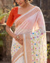 Vasthrlay Womens Printed Unstitched Peach Saree