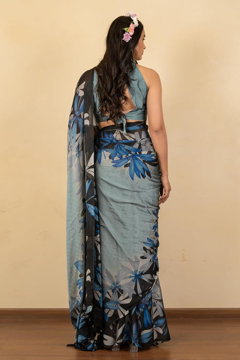 Vasthrlay Fashion Chiffon Rhinstone Embellished Ethnic Wear