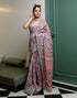 Vasthrlay Womens Printed Grey Saree With Unstitched Blouse Piece