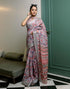 Vasthrlay Womens Printed Unstitched White Saree