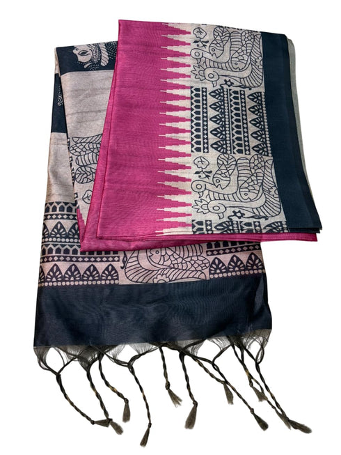 Vasthrlay Tussar Kalamkari Madhubani Border Blouse
