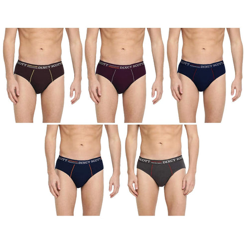 Dixcy Scott Originals Replay Briefs | 100% Combed Cotton Brief for Men | Men's Underwear | Modern Mid-Waist Fit | Durable, Sweat-Absorbing Cotton-Lined Waistband | Innerwear for Man | Pack of 5