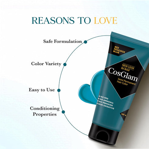 Cosglam Semi Permanent Hair Color Peacock Blue (#52)