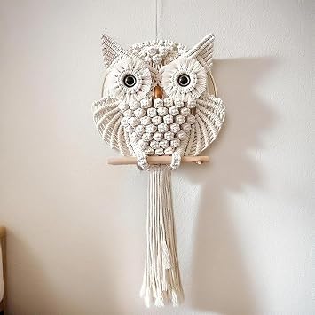 Owl Wall Hanging | Handcrafted Boho Home Decor with Natural Elements
