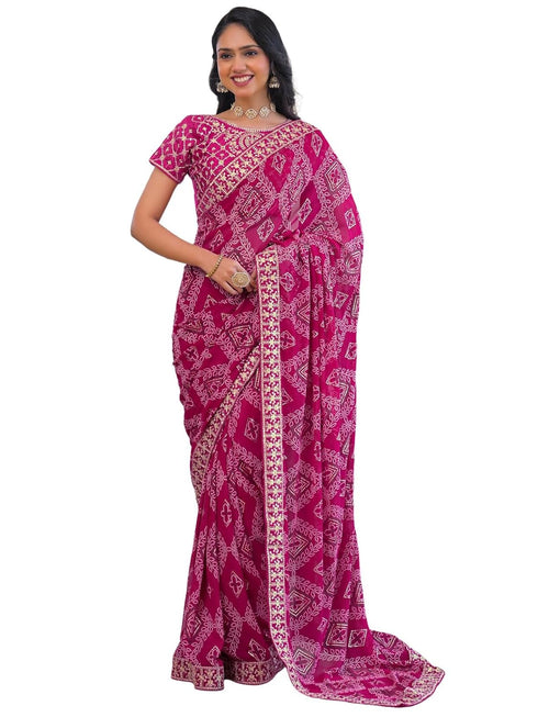 Vasthrlay Georgette Embroidery Navy Navy Blue Saree