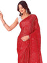 Vasthrlay Sequins Embroidery Red Saree