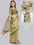 Vasthrlay Green Multi Print Design Linen Ready To Wear Saree