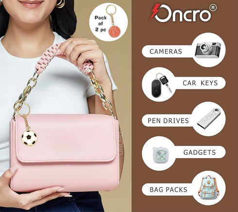Oncro Football Basketball Sports Charm Key Ring Keychain