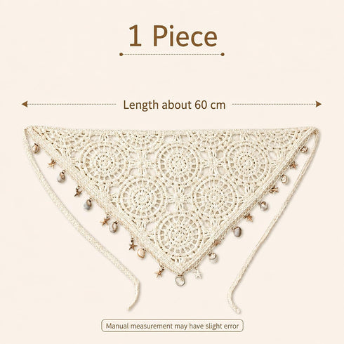 Crochet Head Scarf with Shell Pendants