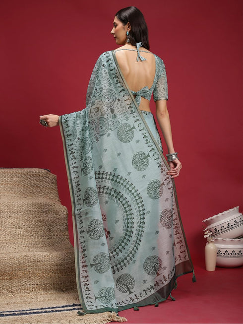 Vasthrlay Madhubani Printed Unstitched Hs Ethnic Wear