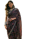 Vasthrlay Shimmer Georgette Black | Red Saree With Unstitched Blouse Piece