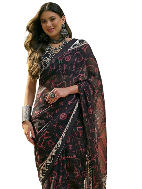 Vasthrlay Georgette Light Turquoise Saree