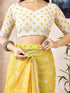 Vasthrlay Womens Printed Yellow Saree With Unstitched Blouse Piece