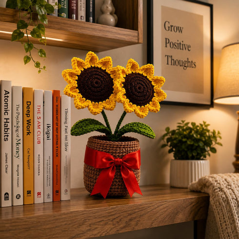 Handmade Crochet Sunflower Pot (350 g)